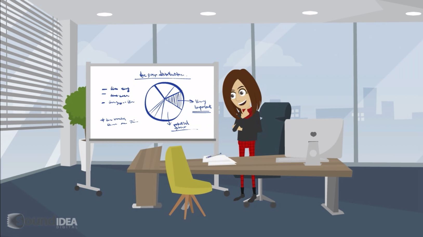 2D character animation in an office setting 