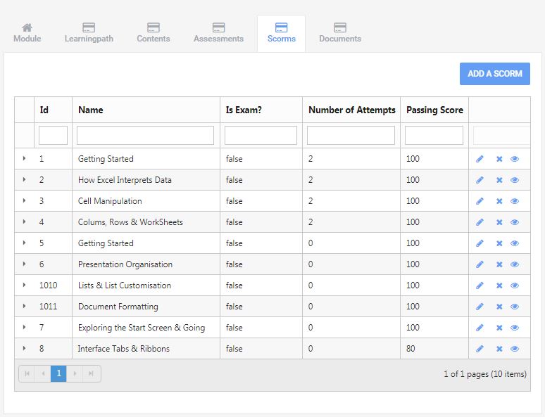 SCORM files while building a module 